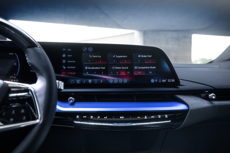 The 2026 OPTIQ-V Display Screen Displaying the V-Mode Settings | Cadillac of Portland in portland OR